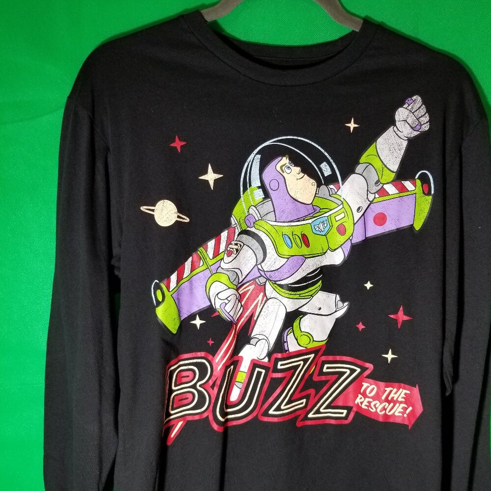 Disney Parks Buzz Lightyear Mens Medium Black Long Sleeve Pixar Toy Story